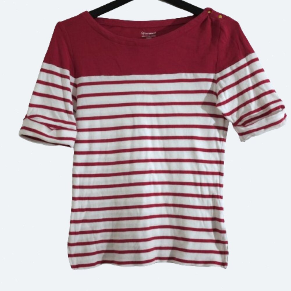 Seg'ments red 100% cotton stripe rolled sleeves shirt size M